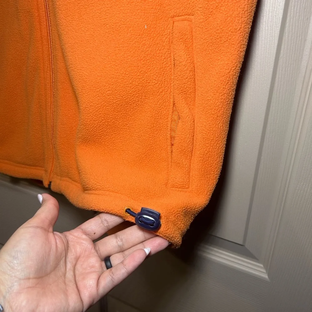 NIKE Adult Large Full Zip‎ Orange Fleece Sleeveless Vest Embroider VIntage